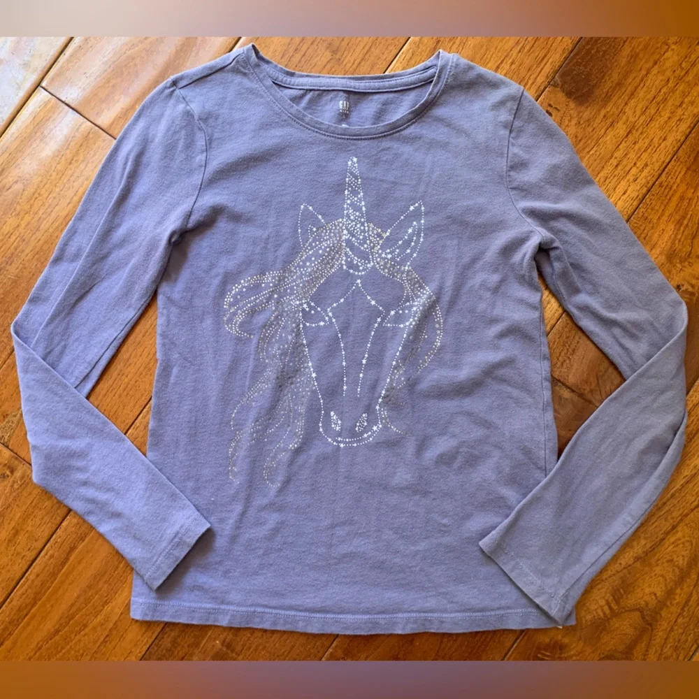 GAP KIDS T-Shirt bundle girls L (10/12) Purple Ombre Sparkle Unicorn Long Sleeve